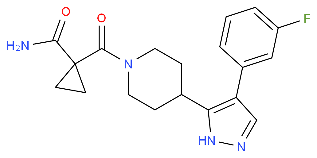 1-({4-[4-(3-fluorophenyl)-1H-pyrazol-5-yl]piperidin-1-yl}carbonyl)cyclopropanecarboxamide_Molecular_structure_CAS_)