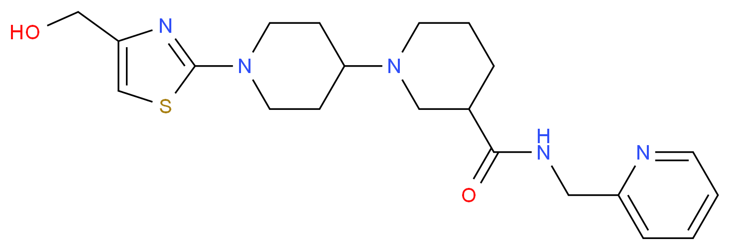 1'-[4-(hydroxymethyl)-1,3-thiazol-2-yl]-N-(pyridin-2-ylmethyl)-1,4'-bipiperidine-3-carboxamide_Molecular_structure_CAS_)