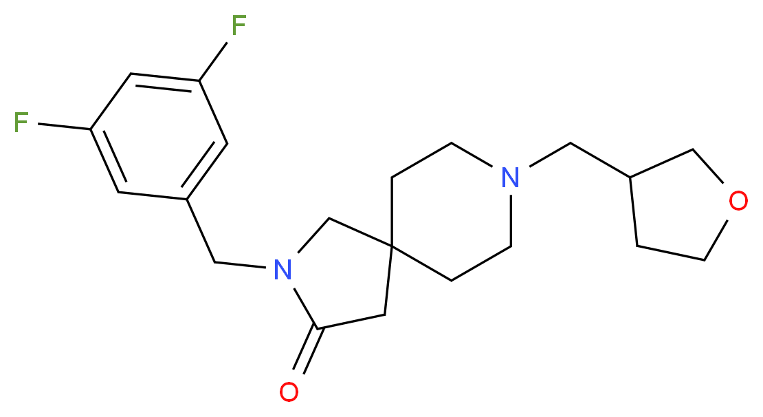 2-(3,5-difluorobenzyl)-8-(tetrahydro-3-furanylmethyl)-2,8-diazaspiro[4.5]decan-3-one_Molecular_structure_CAS_)