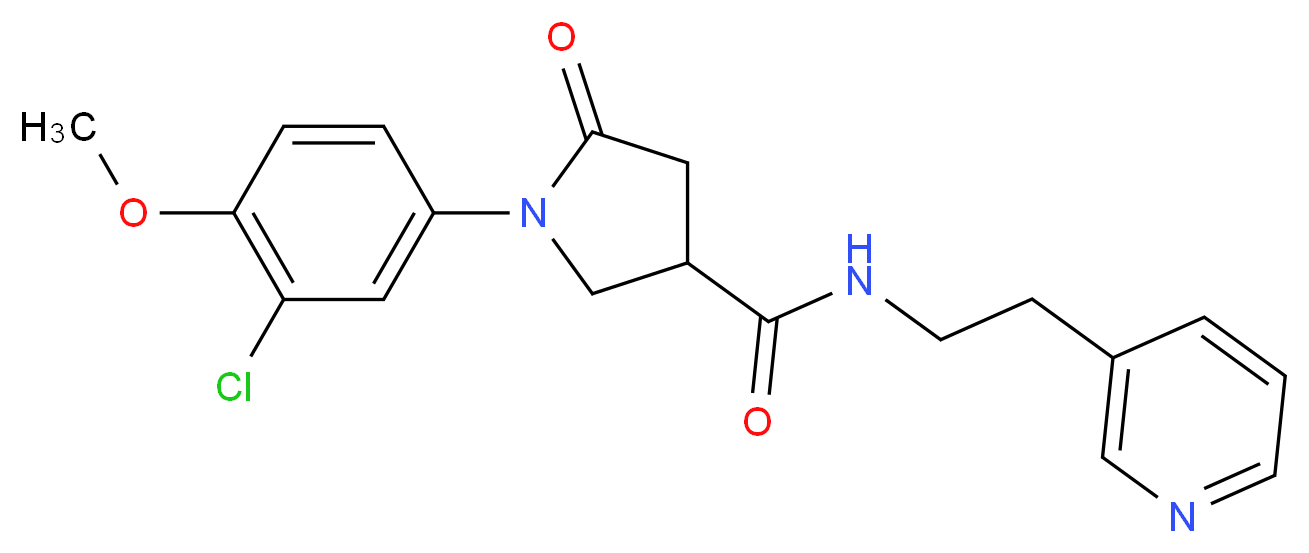 1-(3-chloro-4-methoxyphenyl)-5-oxo-N-[2-(3-pyridinyl)ethyl]-3-pyrrolidinecarboxamide_Molecular_structure_CAS_)
