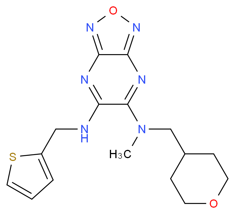 N-methyl-N-(tetrahydro-2H-pyran-4-ylmethyl)-N'-(2-thienylmethyl)[1,2,5]oxadiazolo[3,4-b]pyrazine-5,6-diamine_Molecular_structure_CAS_)