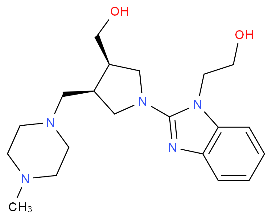 2-(2-{(3R*,4R*)-3-(hydroxymethyl)-4-[(4-methylpiperazin-1-yl)methyl]pyrrolidin-1-yl}-1H-benzimidazol-1-yl)ethanol_Molecular_structure_CAS_)