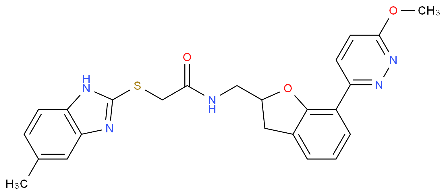 N-{[7-(6-methoxy-3-pyridazinyl)-2,3-dihydro-1-benzofuran-2-yl]methyl}-2-[(5-methyl-1H-benzimidazol-2-yl)thio]acetamide_Molecular_structure_CAS_)