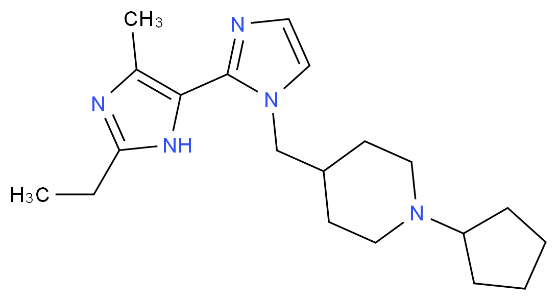 1-[(1-cyclopentylpiperidin-4-yl)methyl]-2'-ethyl-5'-methyl-1H,3'H-2,4'-biimidazole_Molecular_structure_CAS_)