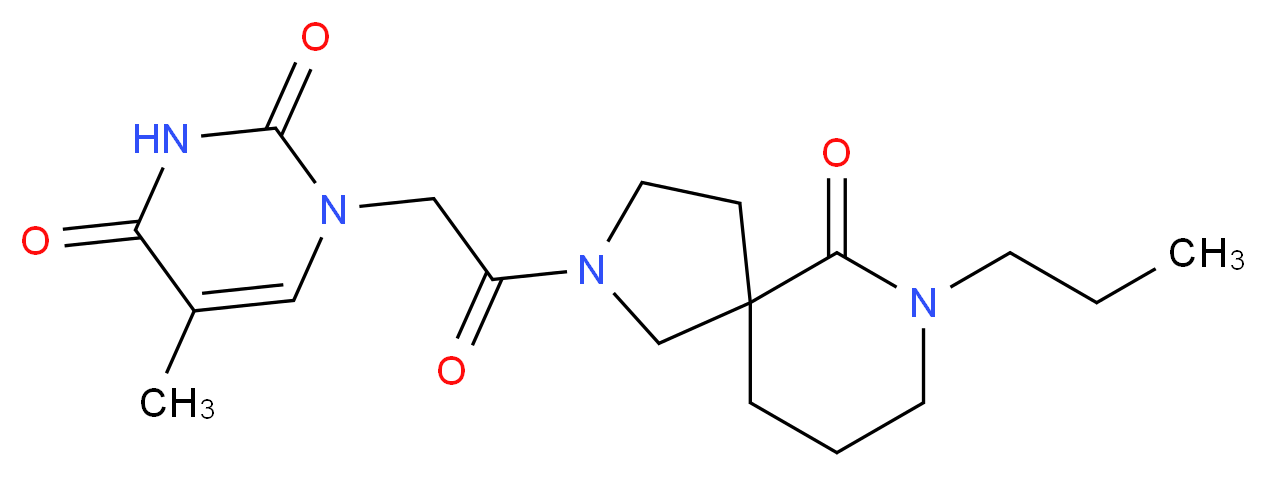 5-methyl-1-[2-oxo-2-(6-oxo-7-propyl-2,7-diazaspiro[4.5]dec-2-yl)ethyl]pyrimidine-2,4(1H,3H)-dione_Molecular_structure_CAS_)
