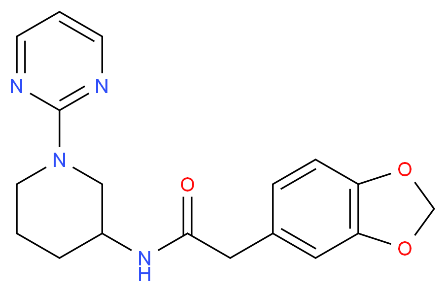 2-(1,3-benzodioxol-5-yl)-N-[1-(2-pyrimidinyl)-3-piperidinyl]acetamide_Molecular_structure_CAS_)