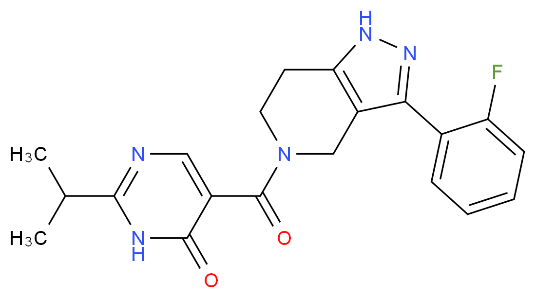 5-{[3-(2-fluorophenyl)-1,4,6,7-tetrahydro-5H-pyrazolo[4,3-c]pyridin-5-yl]carbonyl}-2-isopropylpyrimidin-4(3H)-one_Molecular_structure_CAS_)