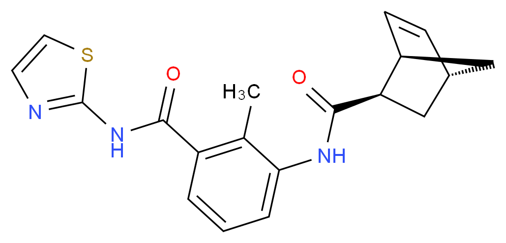 (1R*,2R*,4R*)-N-{2-methyl-3-[(1,3-thiazol-2-ylamino)carbonyl]phenyl}bicyclo[2.2.1]hept-5-ene-2-carboxamide_Molecular_structure_CAS_)