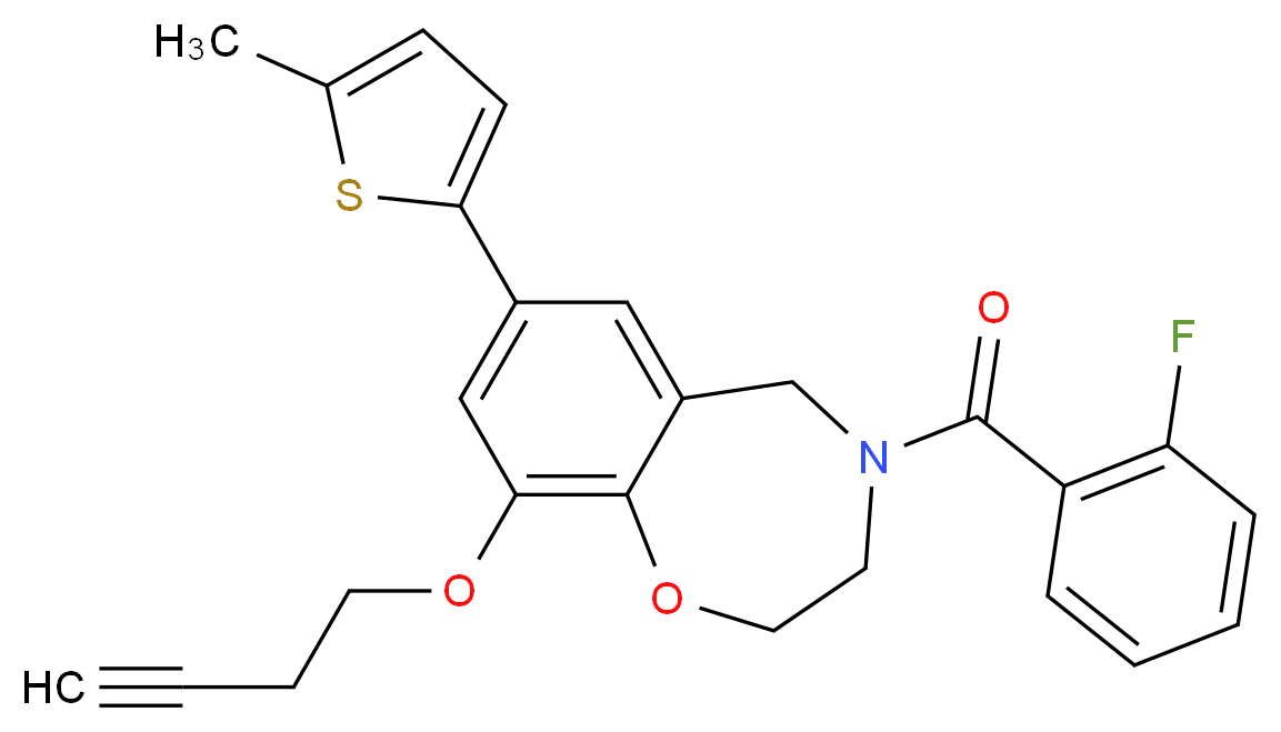 9-(3-butyn-1-yloxy)-4-(2-fluorobenzoyl)-7-(5-methyl-2-thienyl)-2,3,4,5-tetrahydro-1,4-benzoxazepine_Molecular_structure_CAS_)