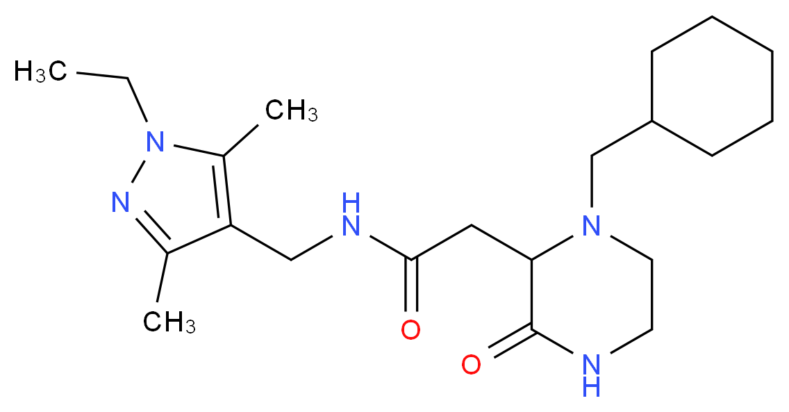 2-[1-(cyclohexylmethyl)-3-oxo-2-piperazinyl]-N-[(1-ethyl-3,5-dimethyl-1H-pyrazol-4-yl)methyl]acetamide_Molecular_structure_CAS_)