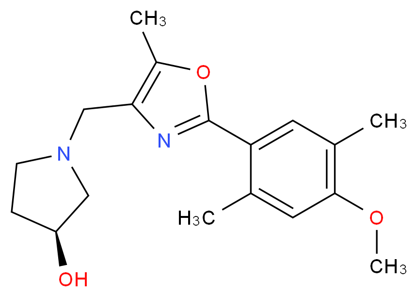 (3S)-1-{[2-(4-methoxy-2,5-dimethylphenyl)-5-methyl-1,3-oxazol-4-yl]methyl}pyrrolidin-3-ol_Molecular_structure_CAS_)