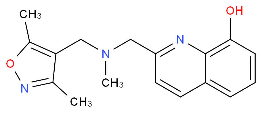 2-{[[(3,5-dimethylisoxazol-4-yl)methyl](methyl)amino]methyl}quinolin-8-ol_Molecular_structure_CAS_)