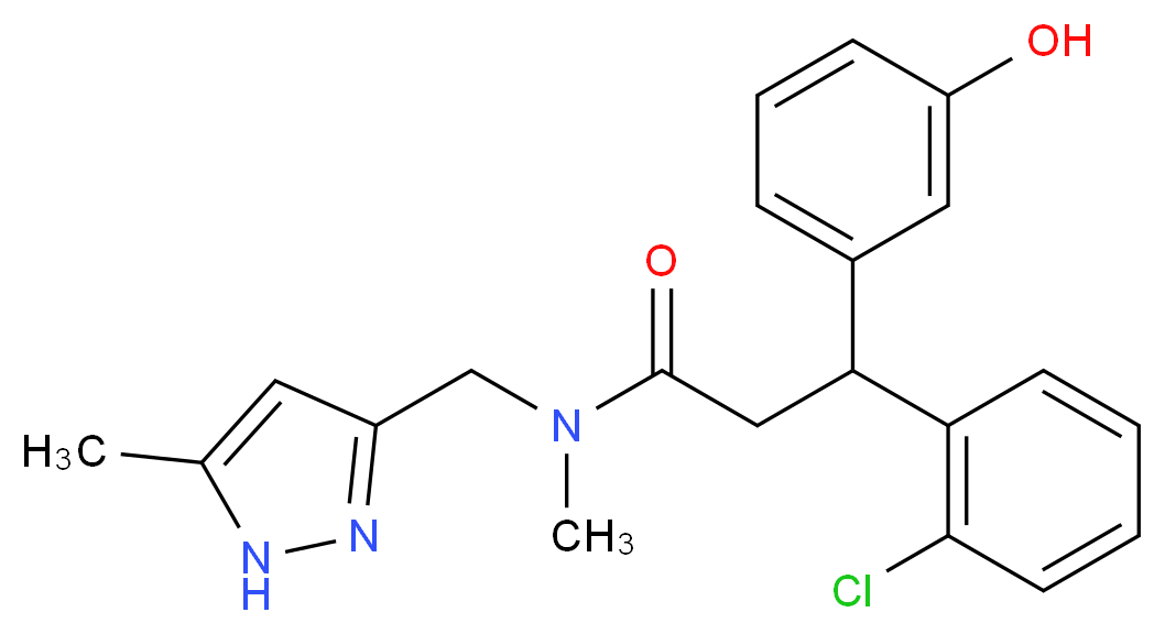 3-(2-chlorophenyl)-3-(3-hydroxyphenyl)-N-methyl-N-[(5-methyl-1H-pyrazol-3-yl)methyl]propanamide_Molecular_structure_CAS_)