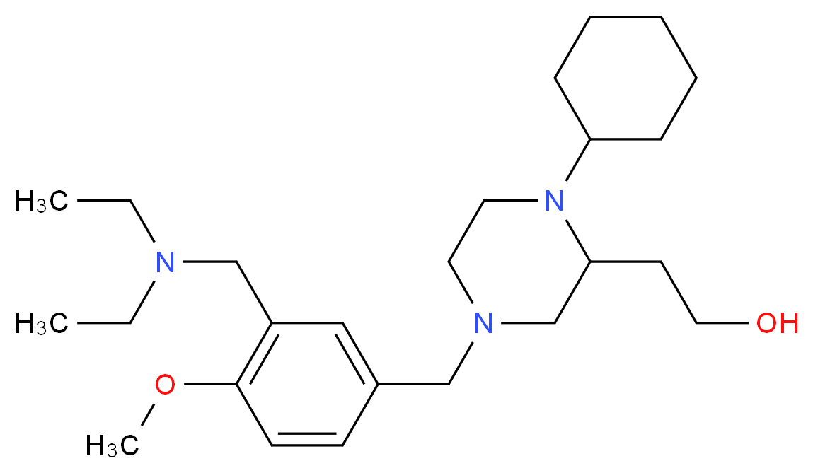 2-(1-cyclohexyl-4-{3-[(diethylamino)methyl]-4-methoxybenzyl}-2-piperazinyl)ethanol_Molecular_structure_CAS_)