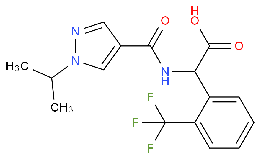 {[(1-isopropyl-1H-pyrazol-4-yl)carbonyl]amino}[2-(trifluoromethyl)phenyl]acetic acid_Molecular_structure_CAS_)