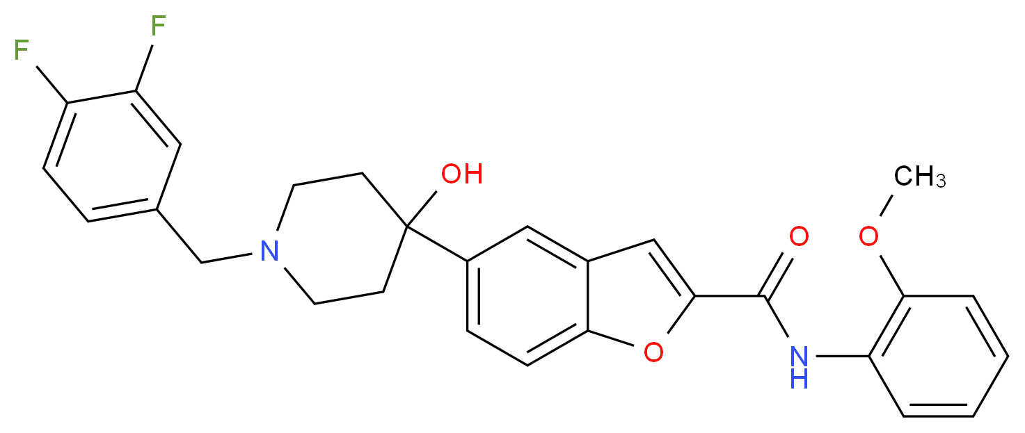 5-[1-(3,4-difluorobenzyl)-4-hydroxy-4-piperidinyl]-N-(2-methoxyphenyl)-1-benzofuran-2-carboxamide_Molecular_structure_CAS_)