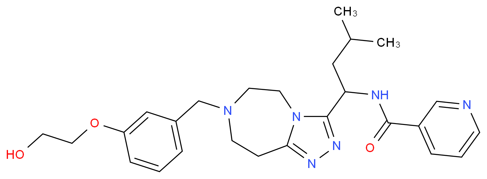 N-(1-{7-[3-(2-hydroxyethoxy)benzyl]-6,7,8,9-tetrahydro-5H-[1,2,4]triazolo[4,3-d][1,4]diazepin-3-yl}-3-methylbutyl)nicotinamide_Molecular_structure_CAS_)