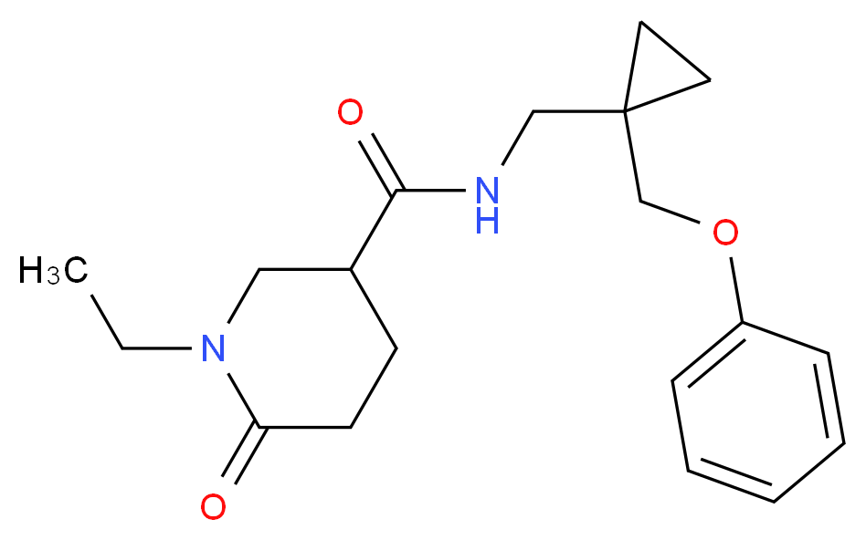 1-ethyl-6-oxo-N-{[1-(phenoxymethyl)cyclopropyl]methyl}-3-piperidinecarboxamide_Molecular_structure_CAS_)
