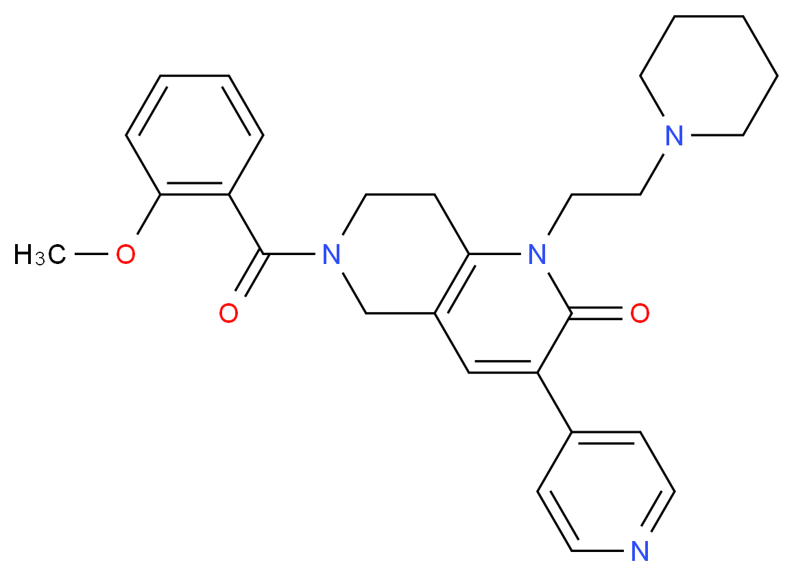 6-(2-methoxybenzoyl)-1-[2-(1-piperidinyl)ethyl]-3-(4-pyridinyl)-5,6,7,8-tetrahydro-1,6-naphthyridin-2(1H)-one_Molecular_structure_CAS_)
