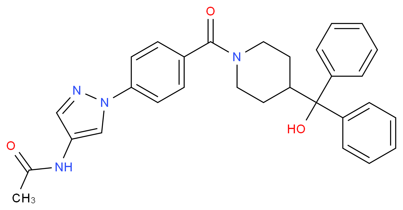 N-{1-[4-({4-[hydroxy(diphenyl)methyl]-1-piperidinyl}carbonyl)phenyl]-1H-pyrazol-4-yl}acetamide_Molecular_structure_CAS_)