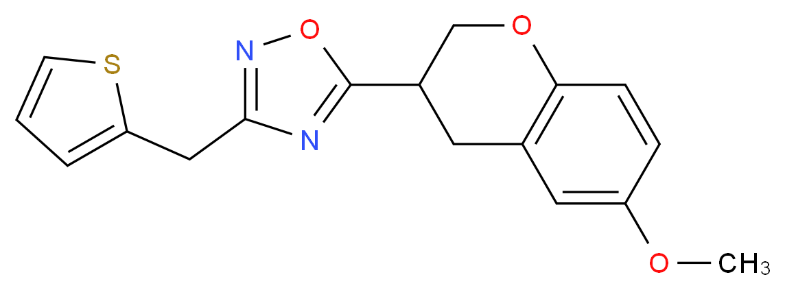 5-(6-methoxy-3,4-dihydro-2H-chromen-3-yl)-3-(2-thienylmethyl)-1,2,4-oxadiazole_Molecular_structure_CAS_)