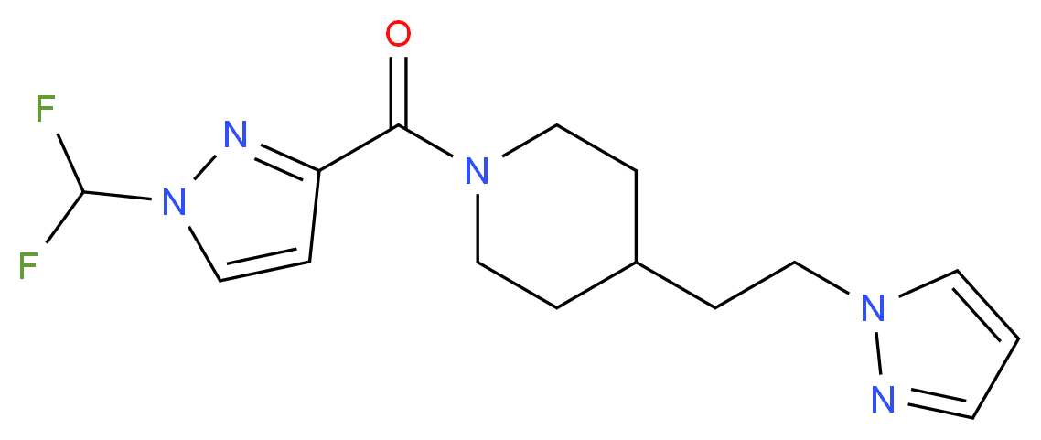 1-{[1-(difluoromethyl)-1H-pyrazol-3-yl]carbonyl}-4-[2-(1H-pyrazol-1-yl)ethyl]piperidine_Molecular_structure_CAS_)
