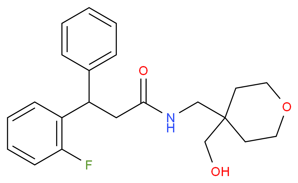 3-(2-fluorophenyl)-N-{[4-(hydroxymethyl)tetrahydro-2H-pyran-4-yl]methyl}-3-phenylpropanamide_Molecular_structure_CAS_)