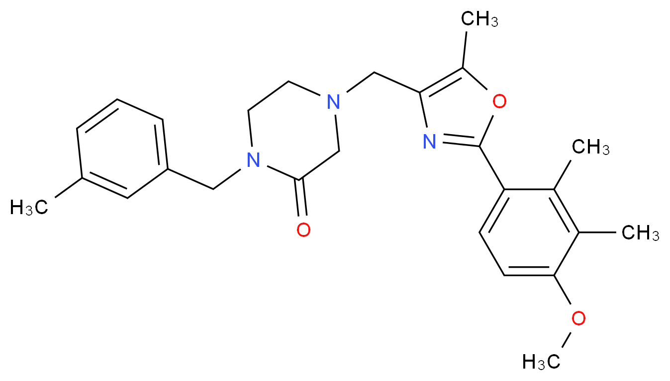 4-{[2-(4-methoxy-2,3-dimethylphenyl)-5-methyl-1,3-oxazol-4-yl]methyl}-1-(3-methylbenzyl)-2-piperazinone_Molecular_structure_CAS_)