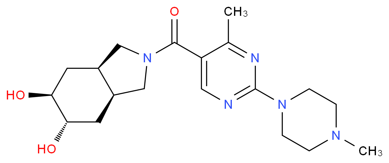 (3aR*,5S*,6S*,7aS*)-2-{[4-methyl-2-(4-methyl-1-piperazinyl)-5-pyrimidinyl]carbonyl}octahydro-1H-isoindole-5,6-diol_Molecular_structure_CAS_)
