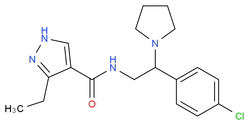 N-[2-(4-chlorophenyl)-2-pyrrolidin-1-ylethyl]-3-ethyl-1H-pyrazole-4-carboxamide_Molecular_structure_CAS_)