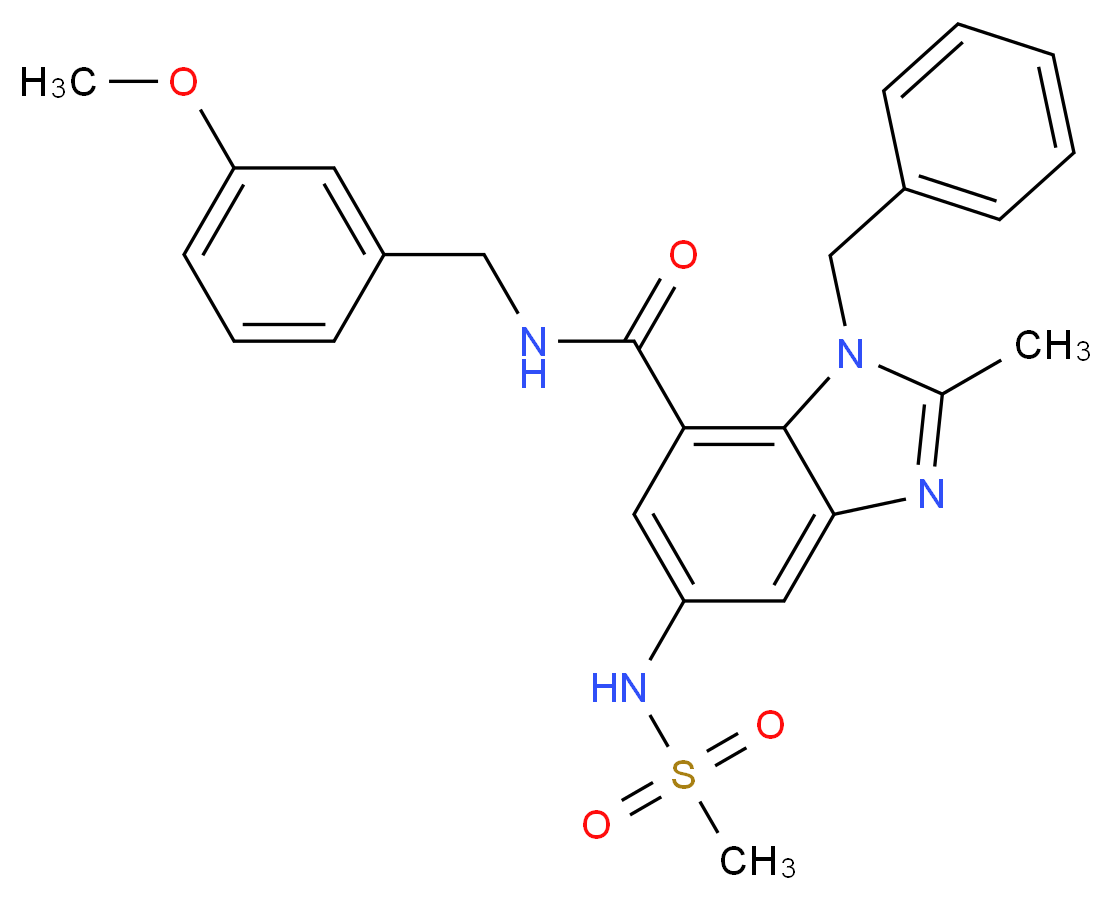 1-benzyl-N-(3-methoxybenzyl)-2-methyl-5-[(methylsulfonyl)amino]-1H-benzimidazole-7-carboxamide_Molecular_structure_CAS_)