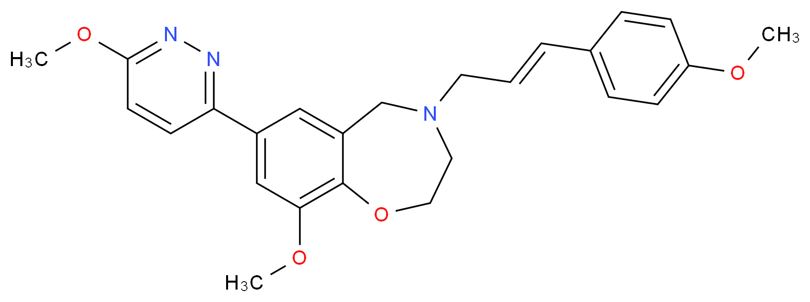 9-methoxy-4-[(2E)-3-(4-methoxyphenyl)-2-propen-1-yl]-7-(6-methoxy-3-pyridazinyl)-2,3,4,5-tetrahydro-1,4-benzoxazepine_Molecular_structure_CAS_)