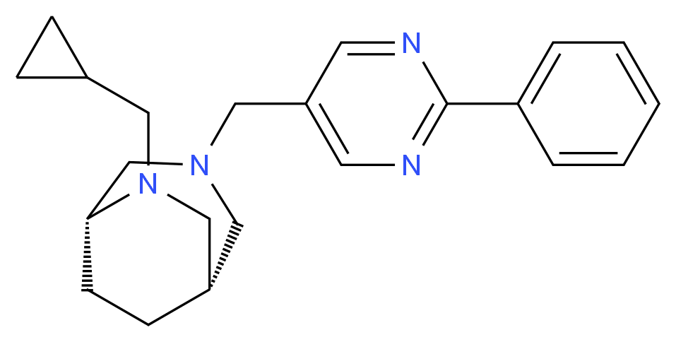 (1S*,5R*)-6-(cyclopropylmethyl)-3-[(2-phenyl-5-pyrimidinyl)methyl]-3,6-diazabicyclo[3.2.2]nonane_Molecular_structure_CAS_)