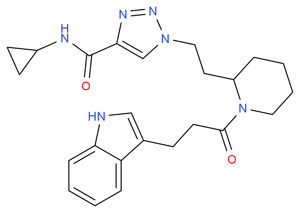 N-cyclopropyl-1-(2-{1-[3-(1H-indol-3-yl)propanoyl]-2-piperidinyl}ethyl)-1H-1,2,3-triazole-4-carboxamide_Molecular_structure_CAS_)