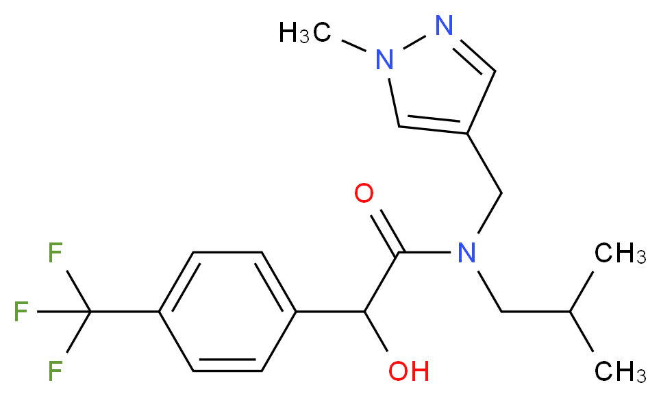 2-hydroxy-N-isobutyl-N-[(1-methyl-1H-pyrazol-4-yl)methyl]-2-[4-(trifluoromethyl)phenyl]acetamide_Molecular_structure_CAS_)
