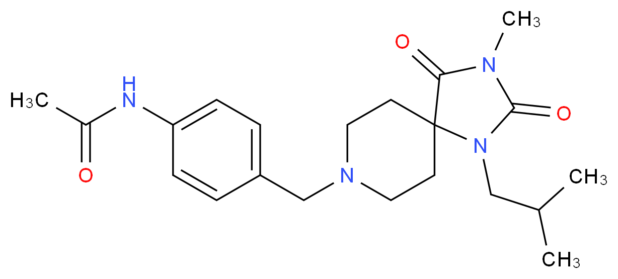 N-{4-[(1-isobutyl-3-methyl-2,4-dioxo-1,3,8-triazaspiro[4.5]dec-8-yl)methyl]phenyl}acetamide_Molecular_structure_CAS_)
