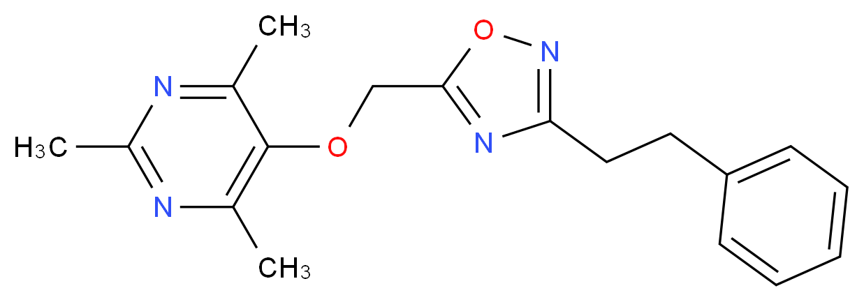 2,4,6-trimethyl-5-{[3-(2-phenylethyl)-1,2,4-oxadiazol-5-yl]methoxy}pyrimidine_Molecular_structure_CAS_)