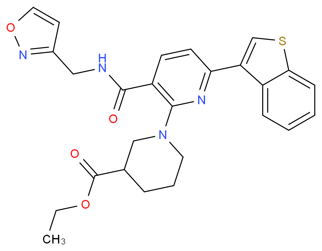ethyl 1-(6-(1-benzothien-3-yl)-3-{[(3-isoxazolylmethyl)amino]carbonyl}-2-pyridinyl)-3-piperidinecarboxylate_Molecular_structure_CAS_)