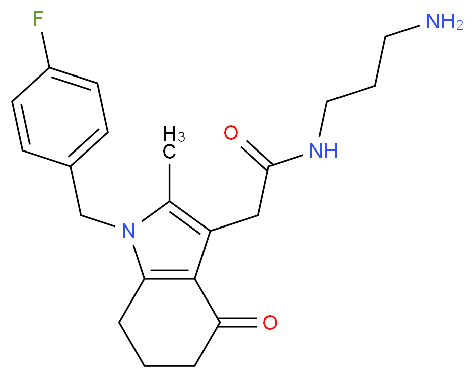 N-(3-aminopropyl)-2-[1-(4-fluorobenzyl)-2-methyl-4-oxo-4,5,6,7-tetrahydro-1H-indol-3-yl]acetamide_Molecular_structure_CAS_)