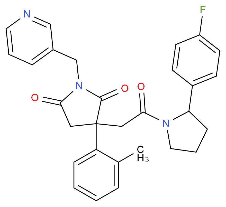 3-{2-[2-(4-fluorophenyl)-1-pyrrolidinyl]-2-oxoethyl}-3-(2-methylphenyl)-1-(3-pyridinylmethyl)-2,5-pyrrolidinedione_Molecular_structure_CAS_)
