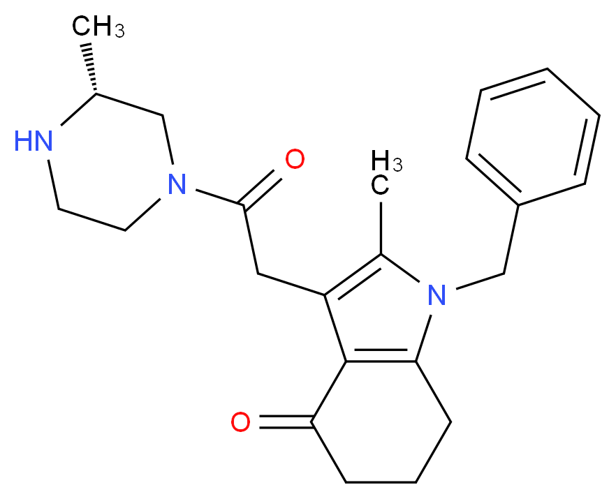 1-benzyl-2-methyl-3-{2-[(3R)-3-methylpiperazin-1-yl]-2-oxoethyl}-1,5,6,7-tetrahydro-4H-indol-4-one_Molecular_structure_CAS_)