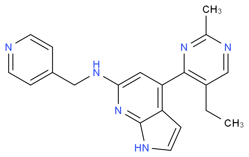 4-(5-ethyl-2-methylpyrimidin-4-yl)-N-(pyridin-4-ylmethyl)-1H-pyrrolo[2,3-b]pyridin-6-amine_Molecular_structure_CAS_)
