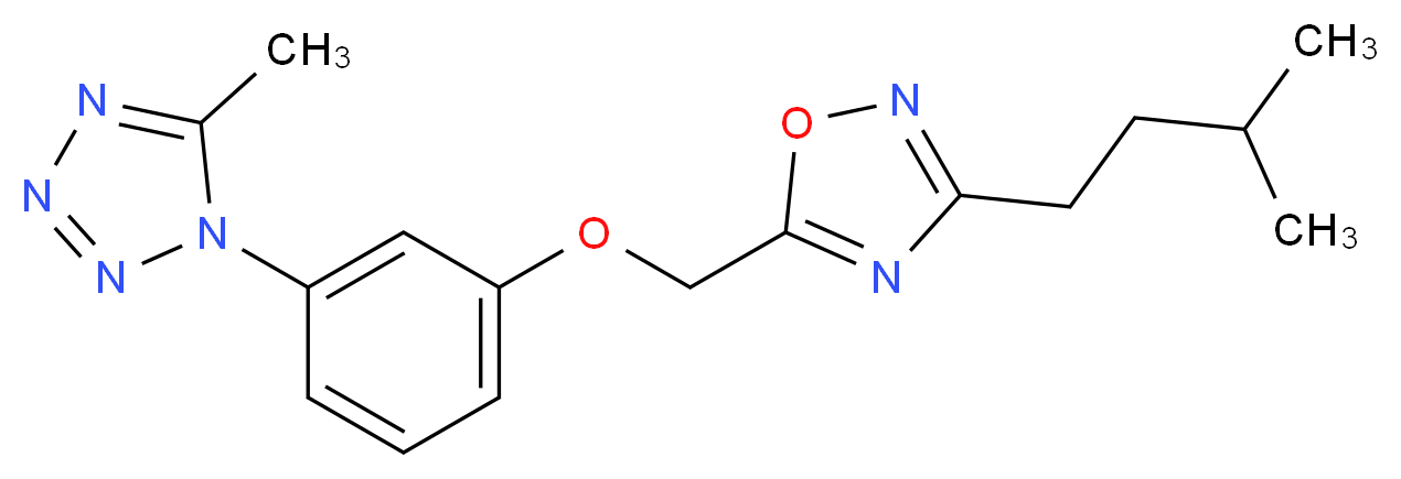 5-methyl-1-(3-{[3-(3-methylbutyl)-1,2,4-oxadiazol-5-yl]methoxy}phenyl)-1H-tetrazole_Molecular_structure_CAS_)