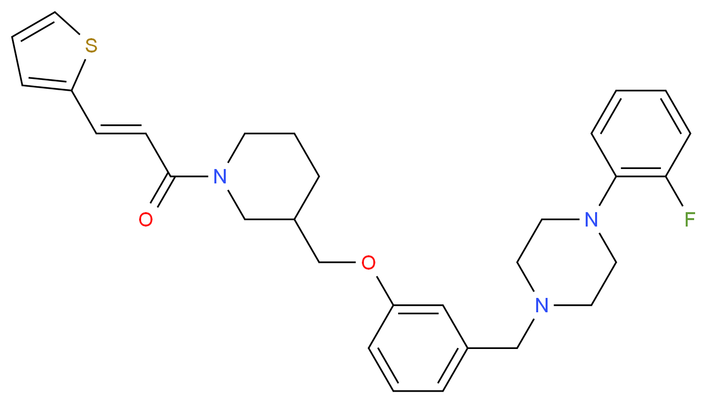 1-(2-fluorophenyl)-4-[3-({1-[(2E)-3-(2-thienyl)-2-propenoyl]-3-piperidinyl}methoxy)benzyl]piperazine_Molecular_structure_CAS_)