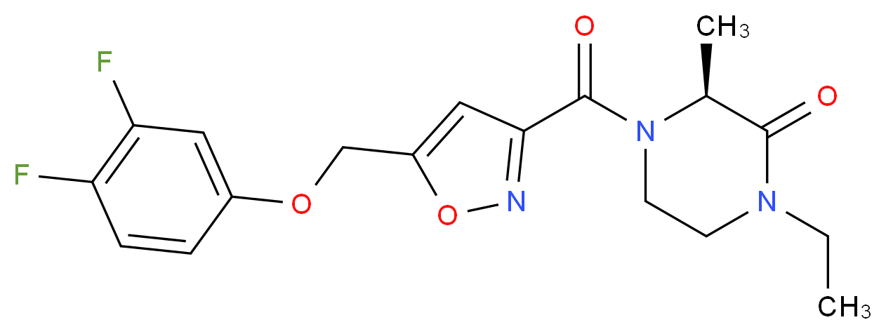 (3S)-4-({5-[(3,4-difluorophenoxy)methyl]-3-isoxazolyl}carbonyl)-1-ethyl-3-methyl-2-piperazinone_Molecular_structure_CAS_)