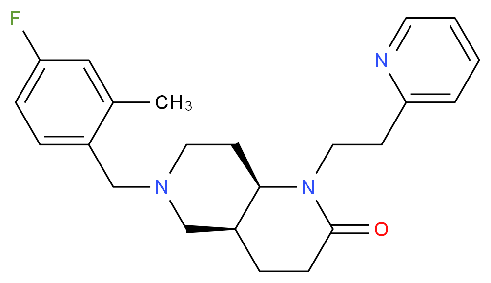 (4aS*,8aR*)-6-(4-fluoro-2-methylbenzyl)-1-(2-pyridin-2-ylethyl)octahydro-1,6-naphthyridin-2(1H)-one_Molecular_structure_CAS_)