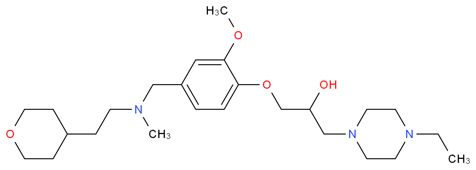 1-(4-ethyl-1-piperazinyl)-3-[2-methoxy-4-({methyl[2-(tetrahydro-2H-pyran-4-yl)ethyl]amino}methyl)phenoxy]-2-propanol_Molecular_structure_CAS_)