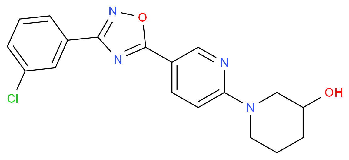 1-{5-[3-(3-chlorophenyl)-1,2,4-oxadiazol-5-yl]-2-pyridinyl}-3-piperidinol_Molecular_structure_CAS_)