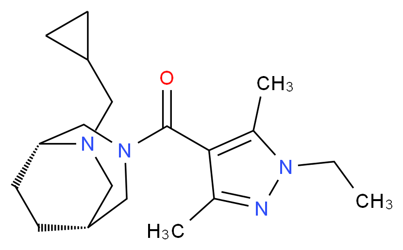 (1R*,5R*)-6-(cyclopropylmethyl)-3-[(1-ethyl-3,5-dimethyl-1H-pyrazol-4-yl)carbonyl]-3,6-diazabicyclo[3.2.2]nonane_Molecular_structure_CAS_)