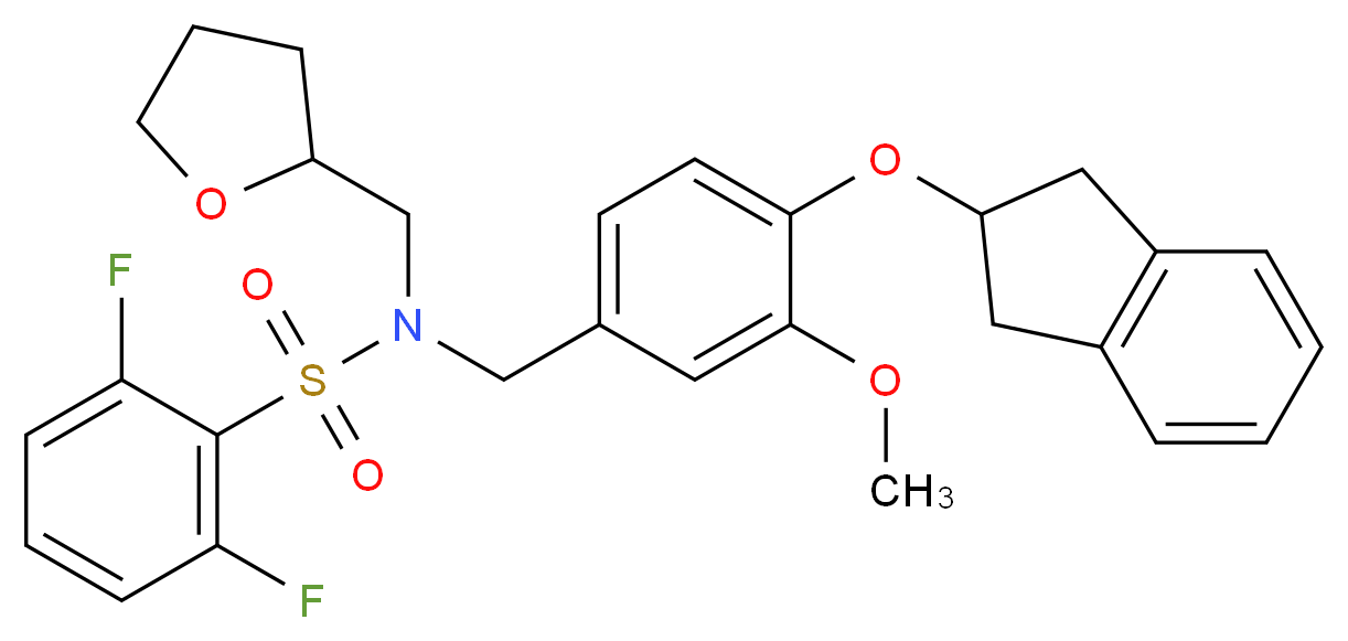 N-[4-(2,3-dihydro-1H-inden-2-yloxy)-3-methoxybenzyl]-2,6-difluoro-N-(tetrahydro-2-furanylmethyl)benzenesulfonamide_Molecular_structure_CAS_)